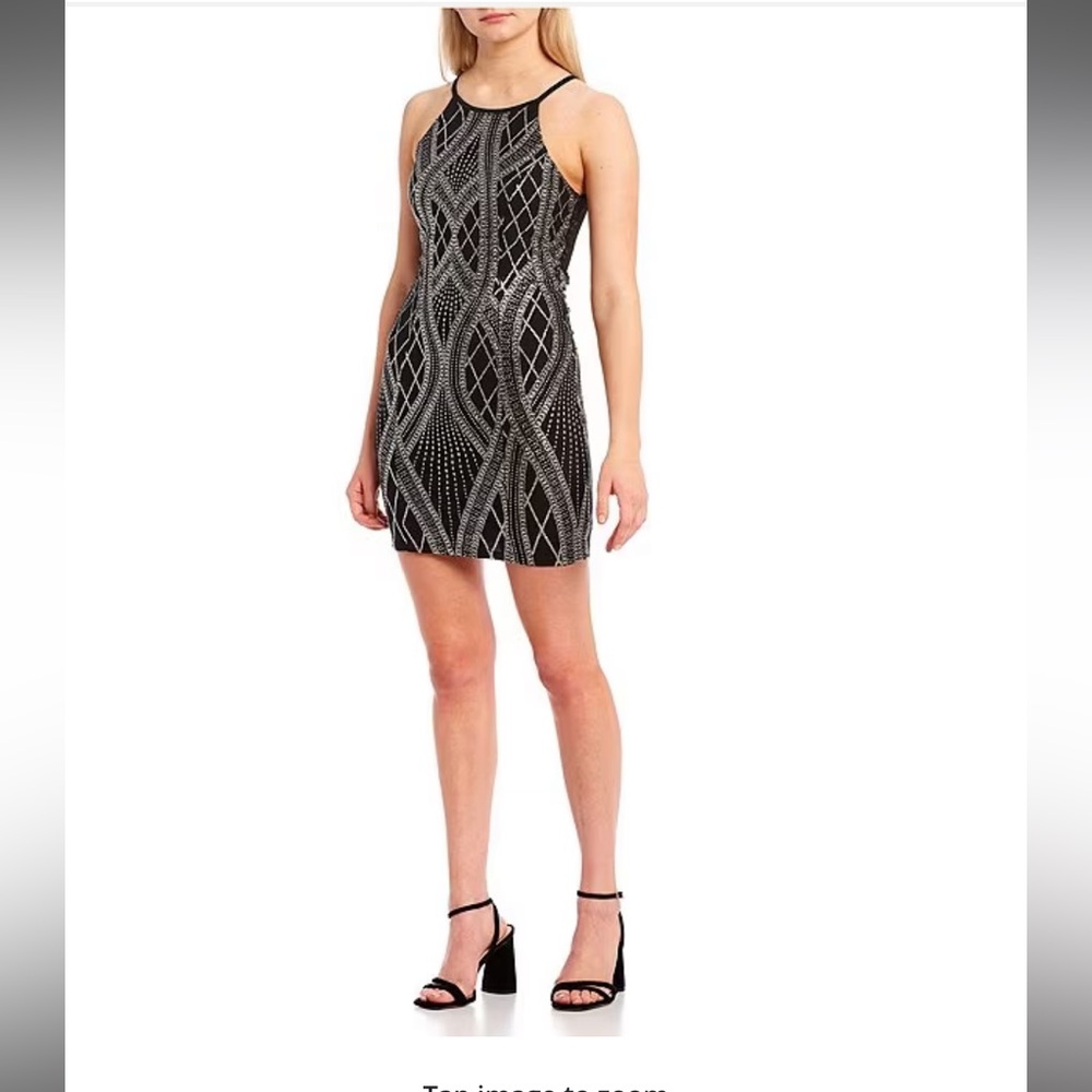 Sleeveless Halter Neck Fitted Glitter Knit Design Dress